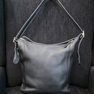 Vintage Coach Legacy Slim Duffle Sac Black Leather Shoulder Bag